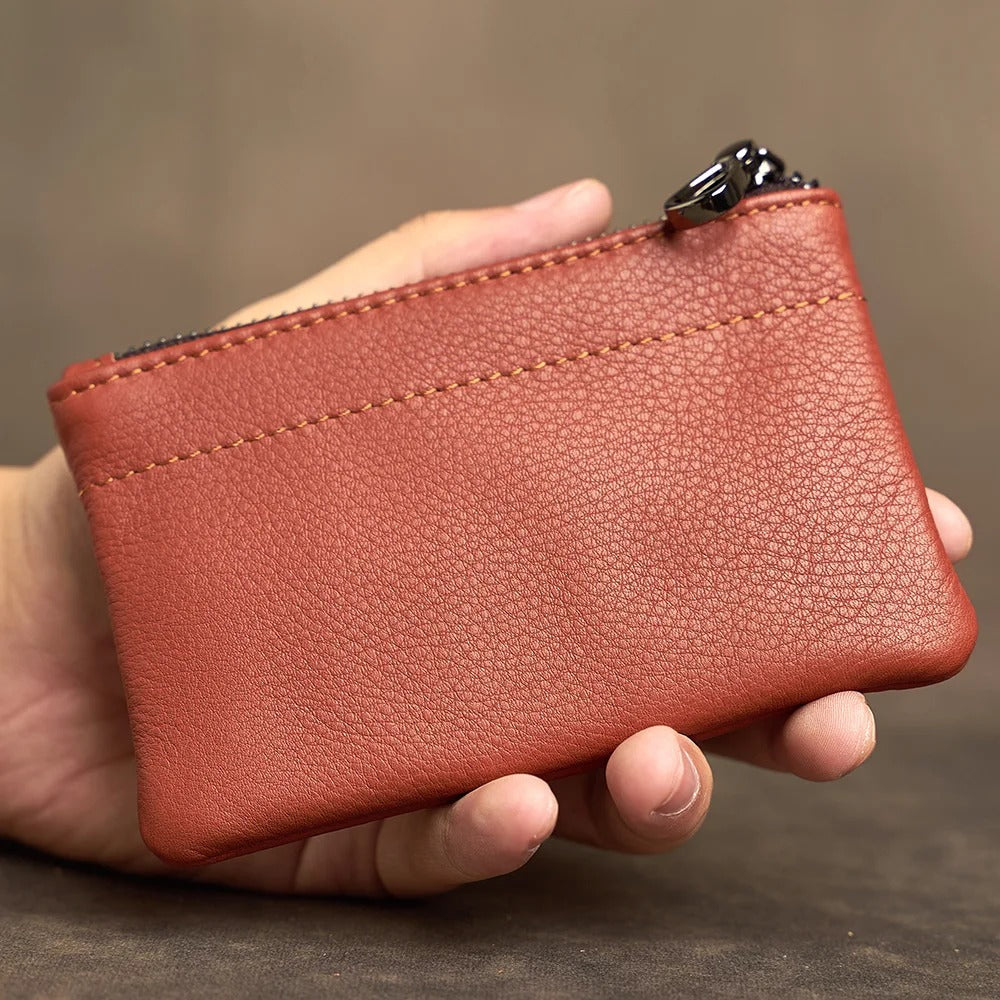 Men's Genuine Leather Coin Purse Men Wallets Retro Head Layer Cowhide Card Bag Handmade