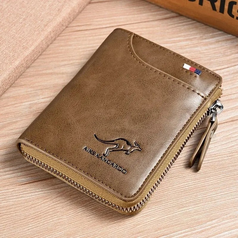 Mens Wallet Leather Business Card Holder Zipper Purse Luxury Wallets for Men