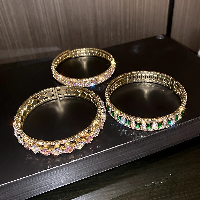 Geometric Zircon Bracelet & Bangles For Women Pink Green Cuff Bracelets Weddings Party