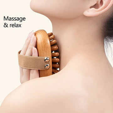 1pc Wooden Meridian Massage Brush Soft Manual Full Body Gua Sha Massager Head Abdomen Leg