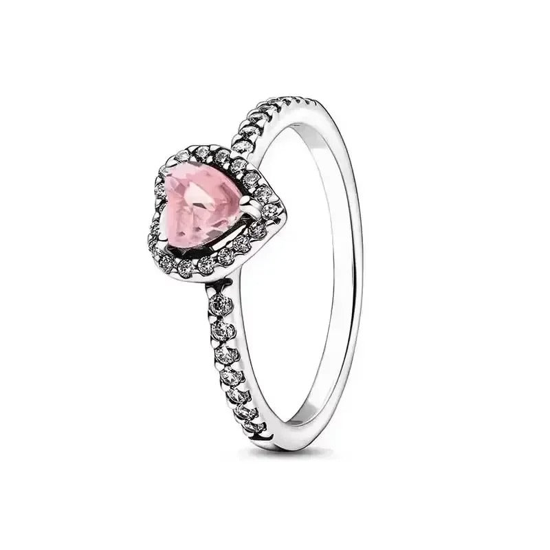 High quality 925 Sterling Silver Various Colors Shiny Heart-shaped Ring Exquisite Luxury Charm