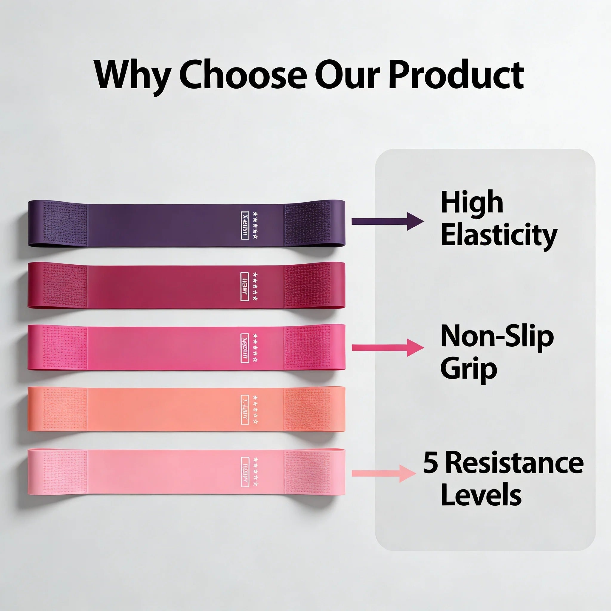 Resistance Bands Set 5 Levels Non-Slip Exercise Booty Bands for Hip Legs Glutes Workout