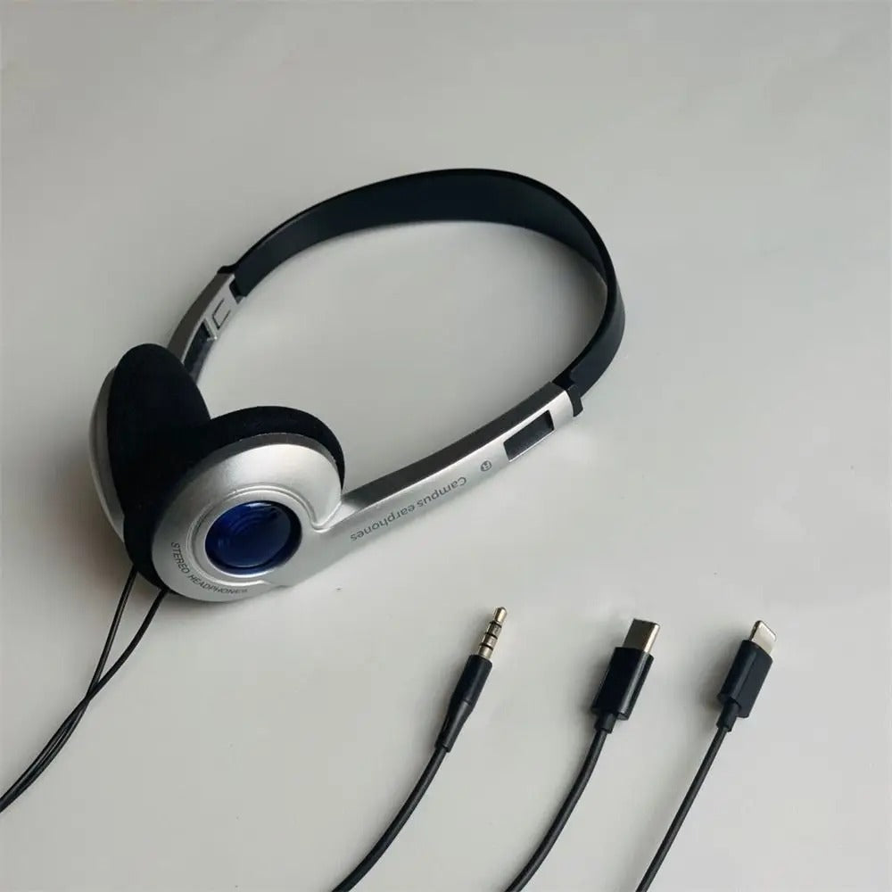 Fashion Retro Classic Headset Y2K Wired Headphone 3.5mm Type C Over Ear Earbud