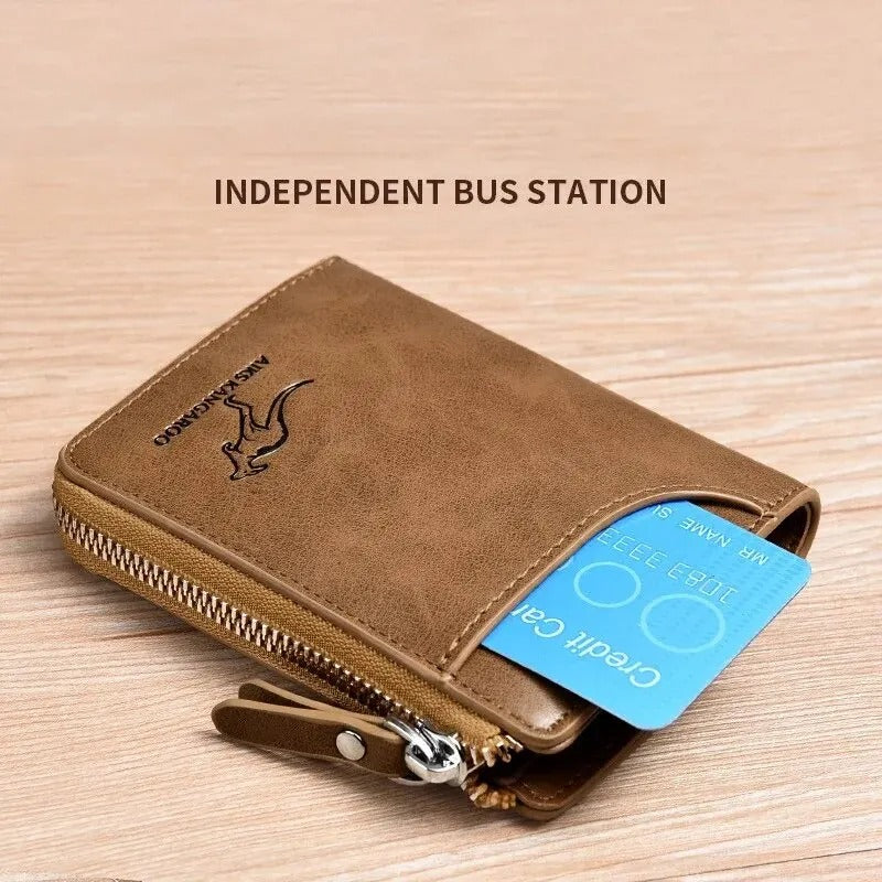 Mens Wallet Leather Business Card Holder Zipper Purse Luxury Wallets for Men