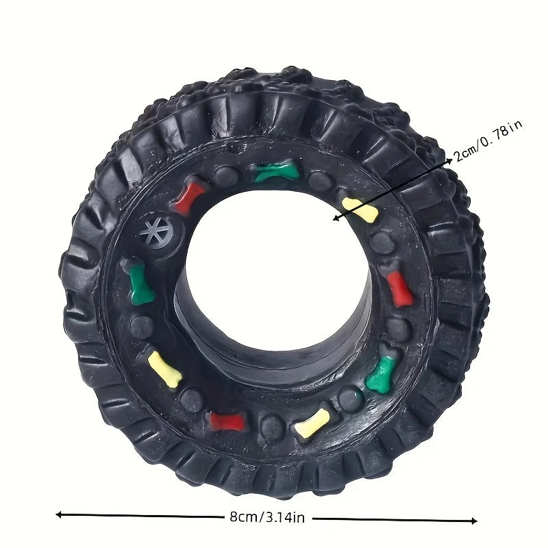 1pc Durable Dog Chew Wheel Toy Chew-Resistant Interactive Sound Teeth Training