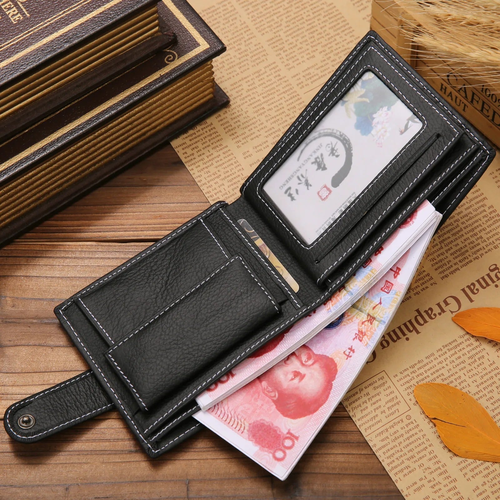 Genuine Leather Mens Wallet Premium Product Real Cowhide Wallets for Man Short