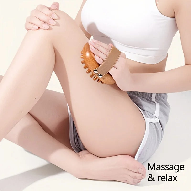 1pc Wooden Meridian Massage Brush Soft Manual Full Body Gua Sha Massager Head Abdomen Leg