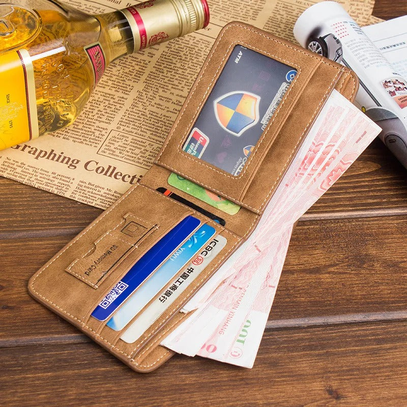 Men's Wallet Leather Billfold Slim Hipster Cowhide Credit Card/ID Holders Inserts Coin Purses
