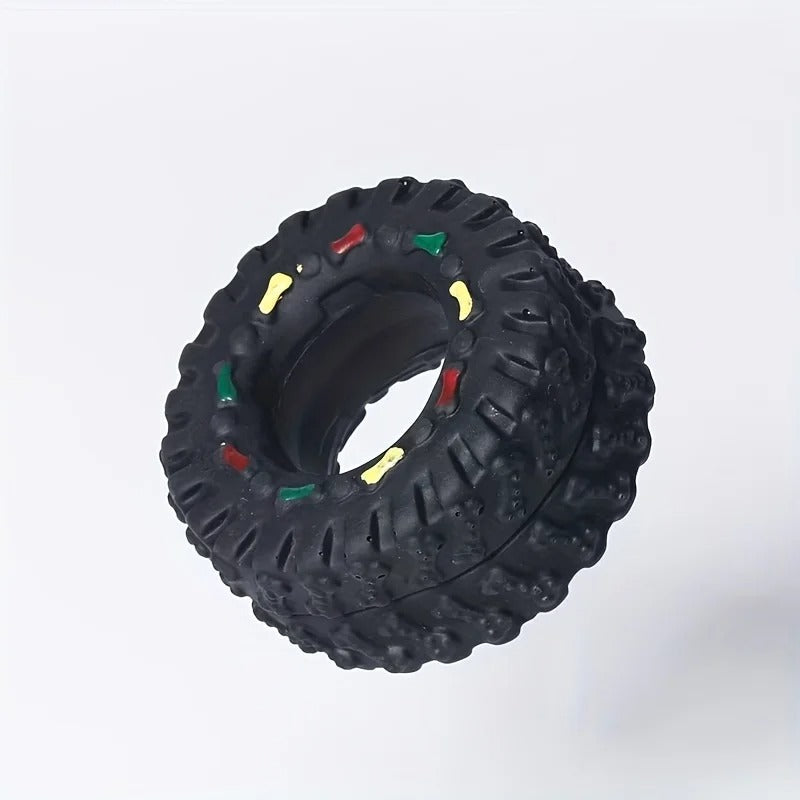 1pc Durable Dog Chew Wheel Toy Chew-Resistant Interactive Sound Teeth Training