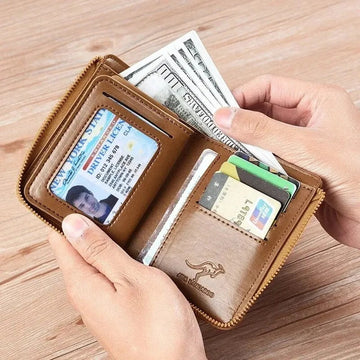 Mens Wallet Leather Business Card Holder Zipper Purse Luxury Wallets for Men