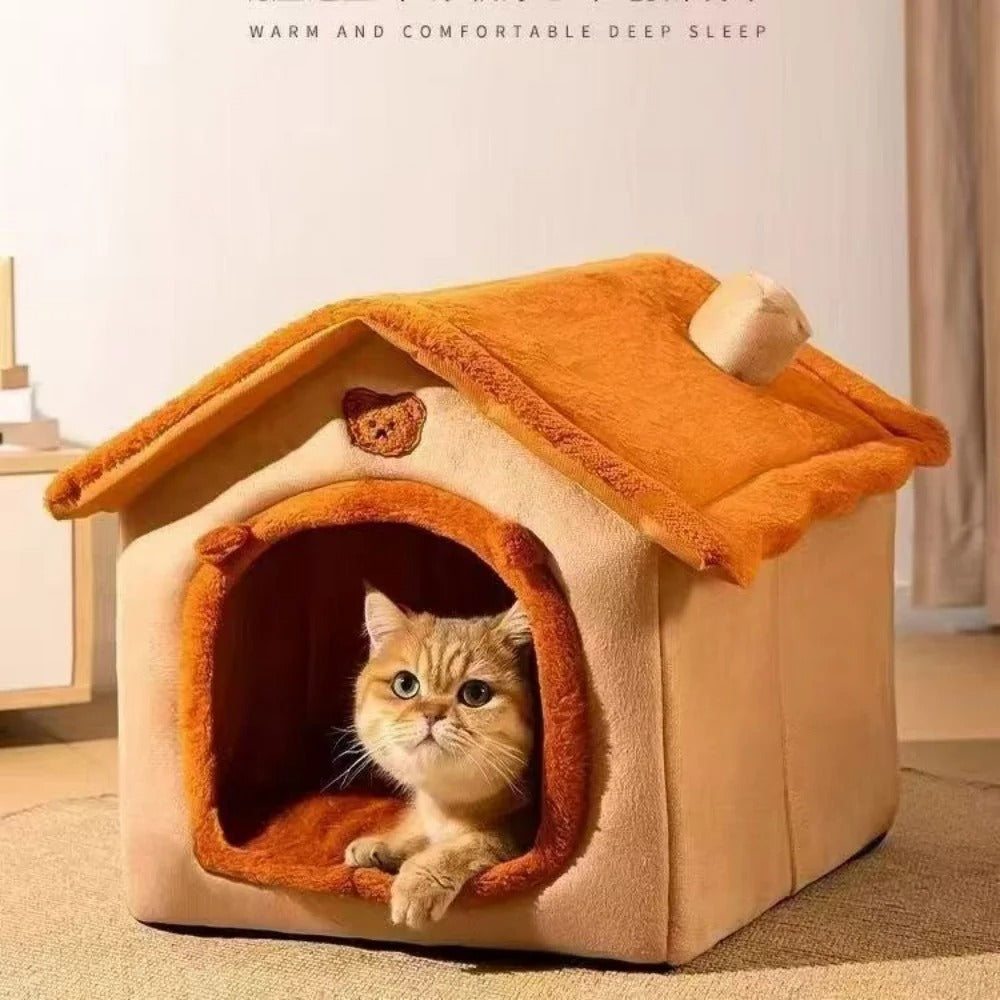 All Season Dog House Style Bed - Removable Washable Pet Bed for Small Dogs Teddy