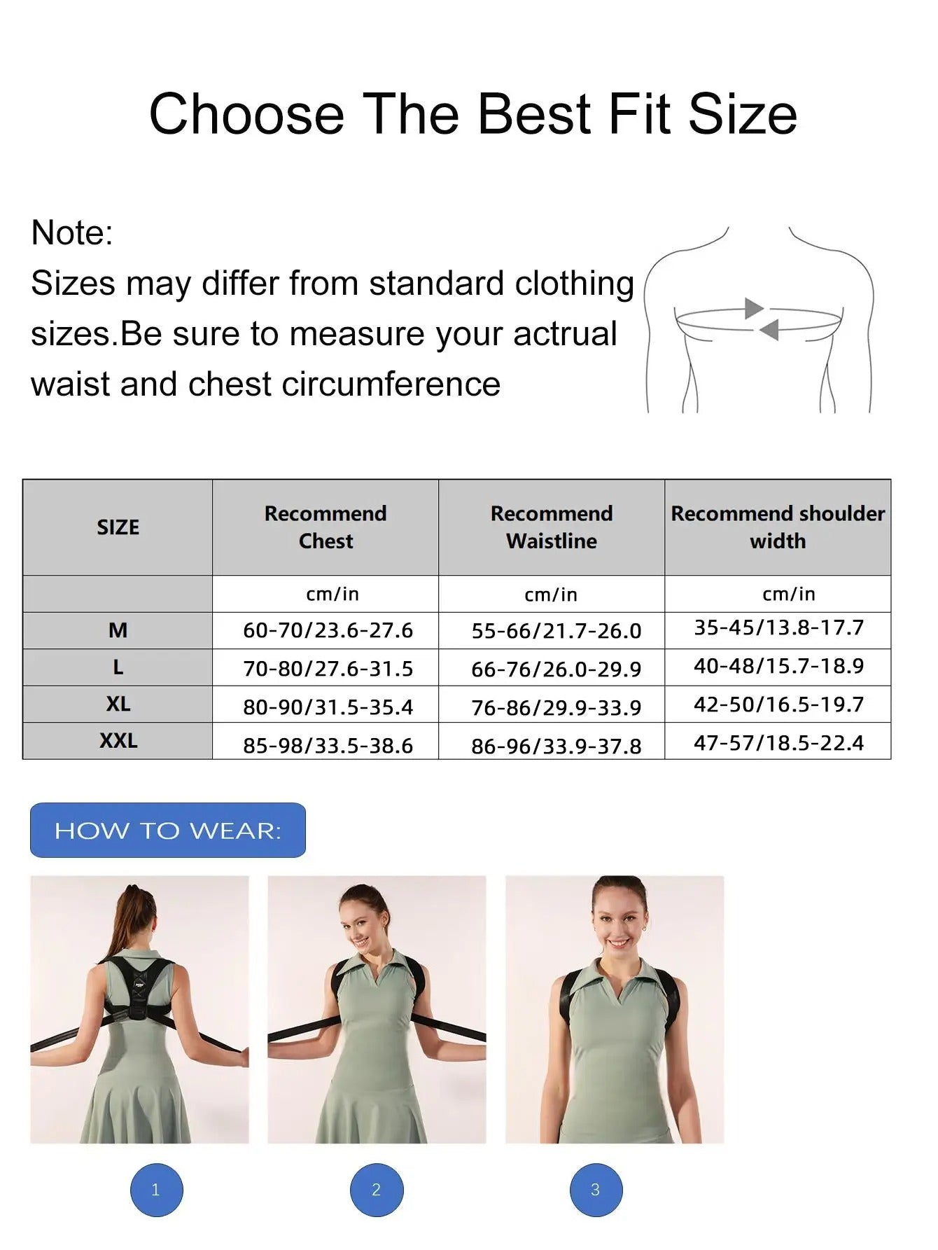 Adjustable Upper Back Support Sporty Shoulder Belt Posture Corrector for Women Men