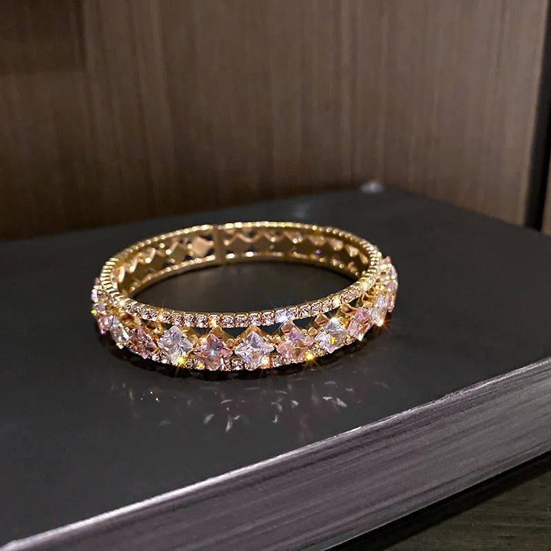 Geometric Zircon Bracelet & Bangles For Women Pink Green Cuff Bracelets Weddings Party