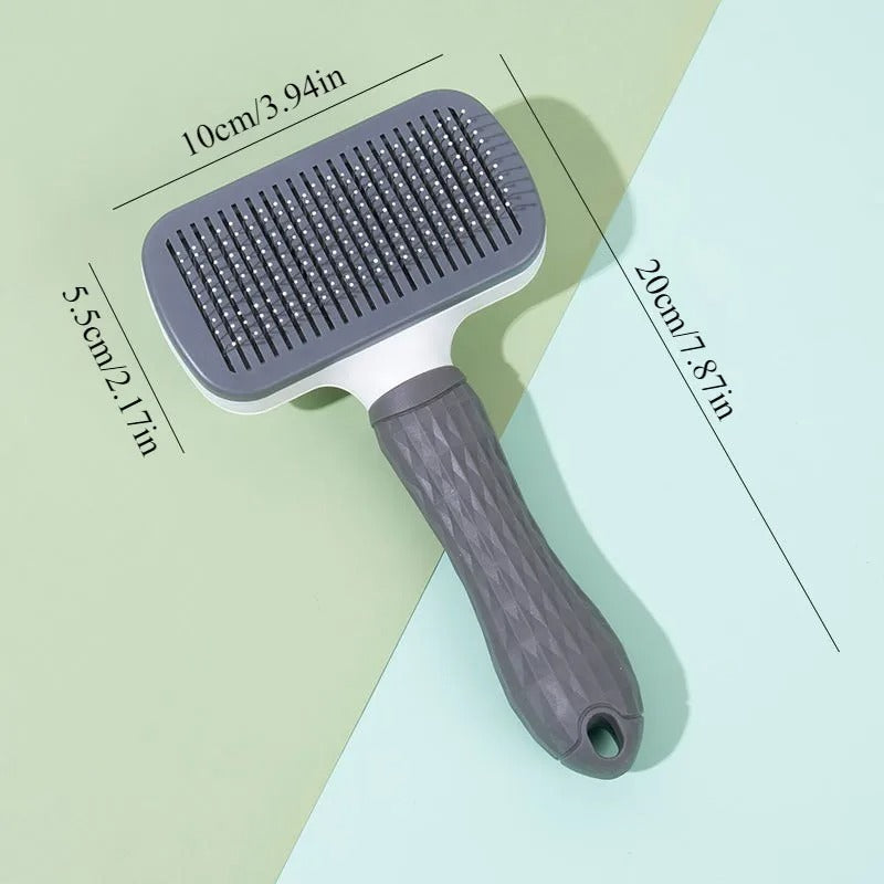 Dual-Use Dog & Cat Grooming Brush (20×10×5.5cm) - Self-Cleaning Slicker Comb with Round