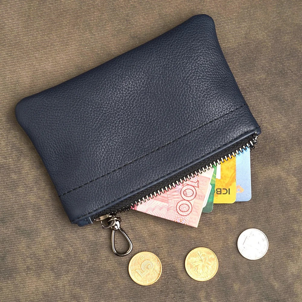 Men's Genuine Leather Coin Purse Men Wallets Retro Head Layer Cowhide Card Bag Handmade