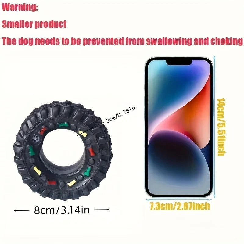 1pc Durable Dog Chew Wheel Toy Chew-Resistant Interactive Sound Teeth Training