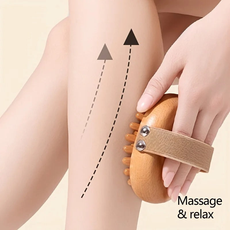1pc Wooden Meridian Massage Brush Soft Manual Full Body Gua Sha Massager Head Abdomen Leg