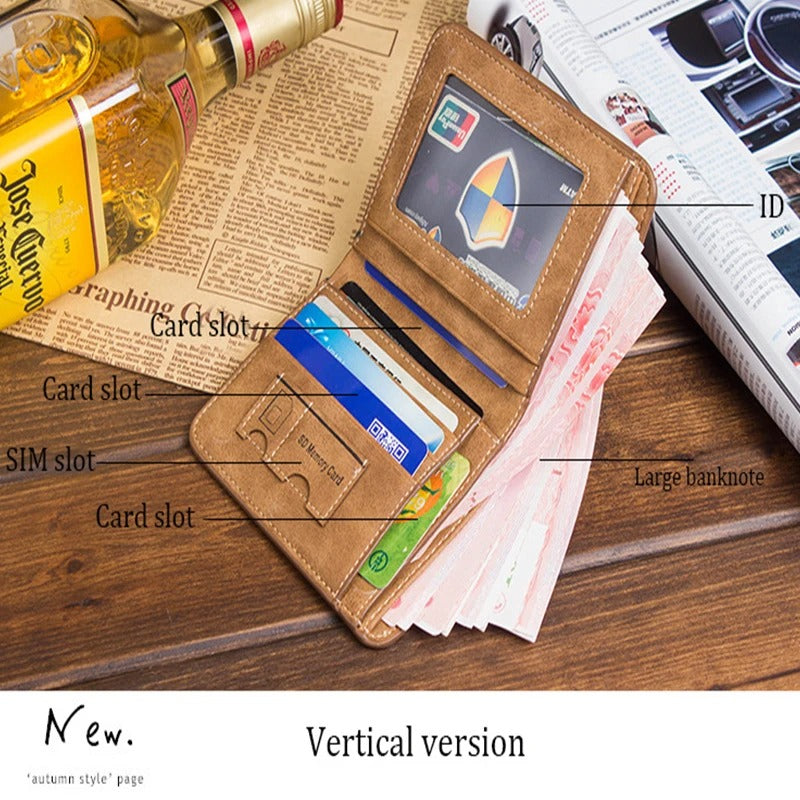 Men's Wallet Leather Billfold Slim Hipster Cowhide Credit Card/ID Holders Inserts Coin Purses