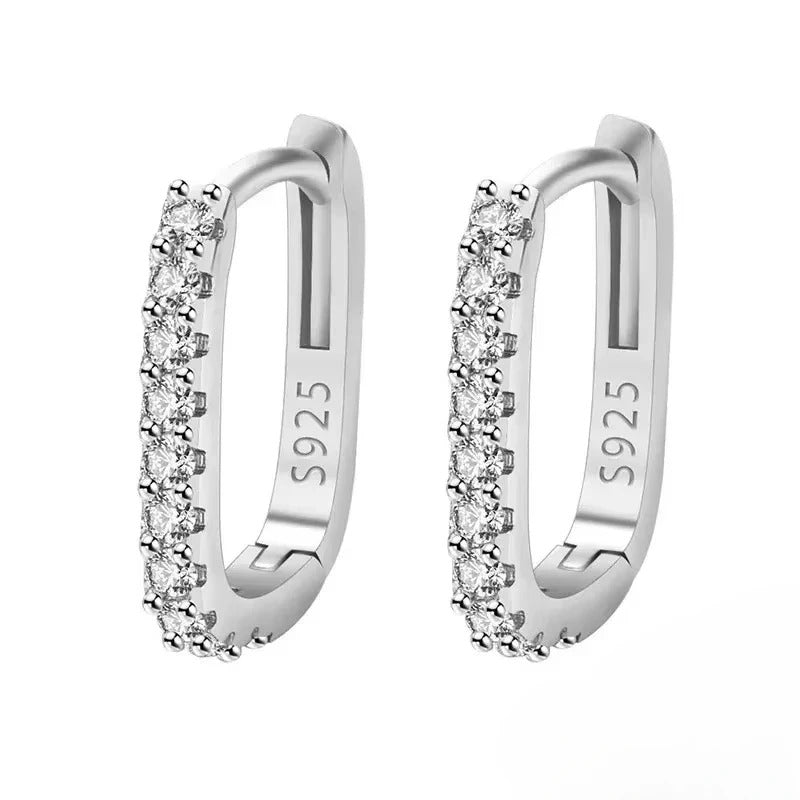 terling Silver Circle Hoop Earrings for Women Fashion Luxury Crystal Zirconia Earrings Party
