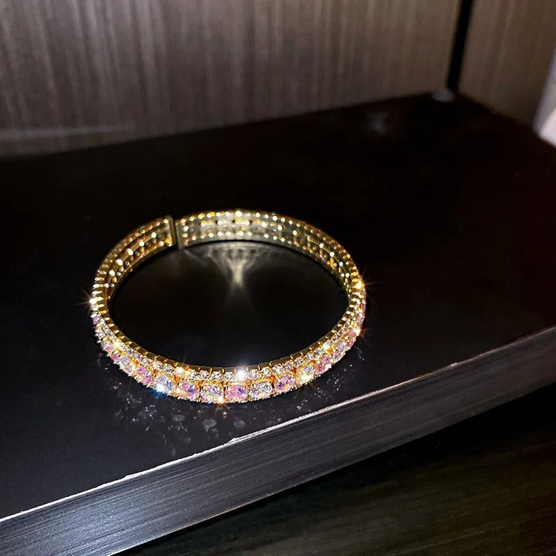 Geometric Zircon Bracelet & Bangles For Women Pink Green Cuff Bracelets Weddings Party