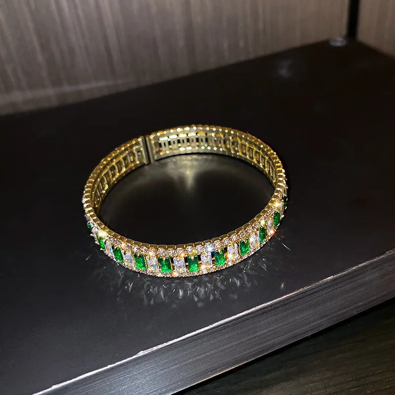 Geometric Zircon Bracelet & Bangles For Women Pink Green Cuff Bracelets Weddings Party