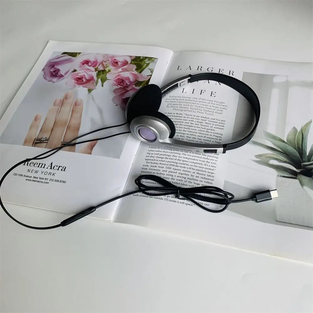 Fashion Retro Classic Headset Y2K Wired Headphone 3.5mm Type C Over Ear Earbud