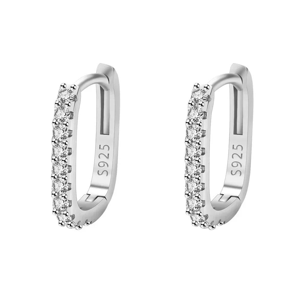 terling Silver Circle Hoop Earrings for Women Fashion Luxury Crystal Zirconia Earrings Party