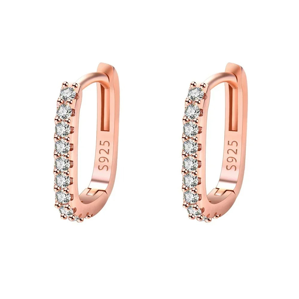 terling Silver Circle Hoop Earrings for Women Fashion Luxury Crystal Zirconia Earrings Party