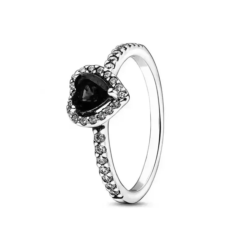 High quality 925 Sterling Silver Various Colors Shiny Heart-shaped Ring Exquisite Luxury Charm