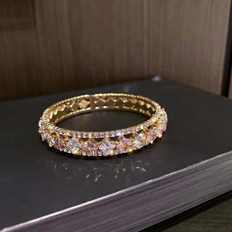 Geometric Zircon Bracelet & Bangles For Women Pink Green Cuff Bracelets Weddings Party